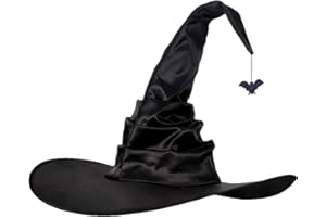 HATINXIA Witch Hat, 18 Inches Wicked Wizard Hat with Wide Brim, Cosplay Accessories for Women Halloween Witch Costume Party