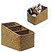 Decorative Tan Hand Woven 3 Compartment Home Organizer Basket / Desktop Storage Holder Container
