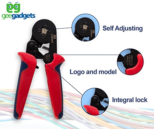 Self Adjusting Square Crimper - "Mini" Wire Terminal Crimping Plier Hand Tool - 22-10 AWG, 0.25mm-6mm - by Gee Gadgets