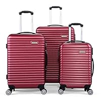 neotheroad Luggage 3 Piece Sets ABS PC Durable Travel Suitcase Waterproof Red