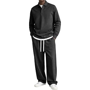 Shiketong Sweat Suits Men Lounge Casual Comfort Hooded Sweatshirt and Joggers Set for Party Airport Athletic