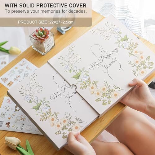 Pregnancy Journal for First Time Moms, Hardcover Pregnancy Planner with Stickers, Baby Memory Book Keepsake, Gender Reveal Gift for Expecting Moms, Weekly Tracker for Baby's Growth,135 Pages