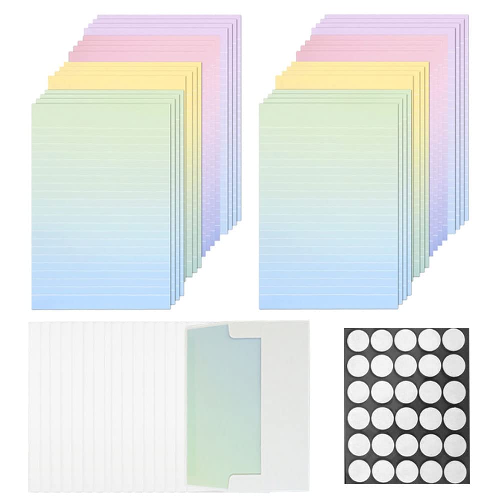 Neikafan Color Stationery Paper with Envelopes Sets Letter Writing Paper Lined,32 Pcs Creative Gradient Writing Paper with 16 Pcs Envelopes with Clear Sticker for Letter Office School (4 Colors)