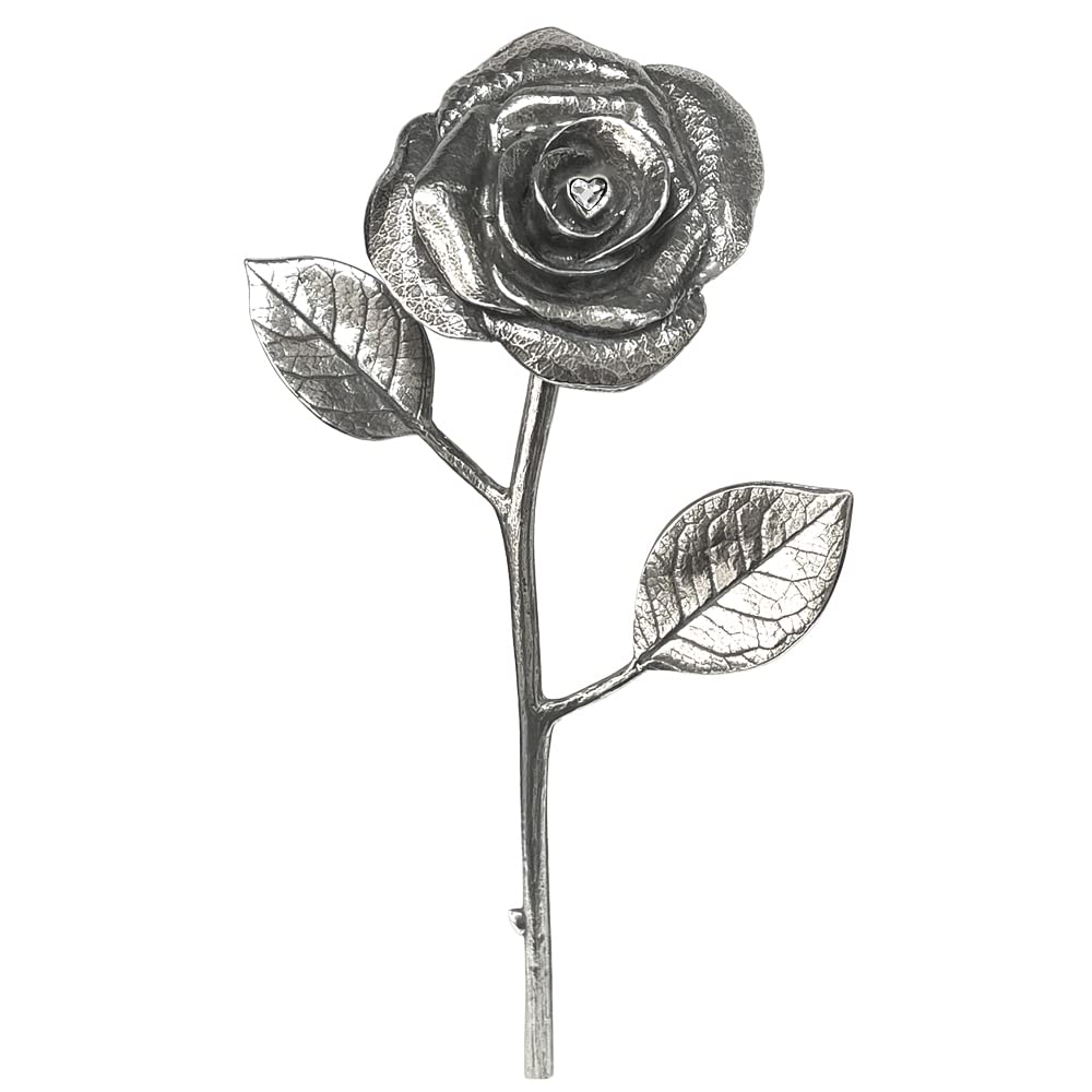 English Pewter Company 60th 60 Year Diamond Wedding Anniversary Everlasting Forever Rose With Heart Crystal Keepsake Gift [ANN109]