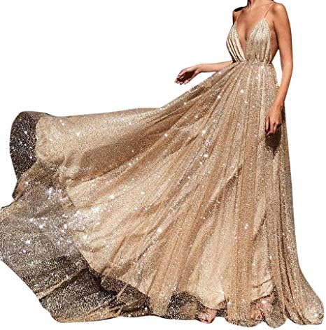 Women Back Hollow V-Neck Cocktail Bridesmaid Dresses Evening Party Elegant Long Maxi Swing Dress