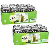 Ball 67000 Quart Wide Mouth Mason Jars, Silver Lids [24 Pack]