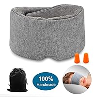 Sunnyac Handmade Cotton Sleep Mask, Soft Comfortable Eye Mask, Cover or Eyeshade for Sleeping, Travel, Nap with Pouch and Earplugs, Adjustable Blackout Blinder Blindfold for Women, Men, Kids (Grey)