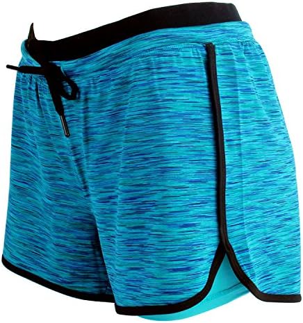 RIBOOMWomen Workout Fitness Running Shorts Double Layer Active Yoga Gym Sport Shorts