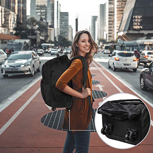 Rolling Backpack for Travel, 4 Wheels Laptop Backpack for Women Men