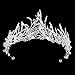 FUMUD Gold Leaf Tiara Pearl Handmade Tiara Rhinestone Crystal Crown Leaf Headband Bridal Hair Accessories (3#)