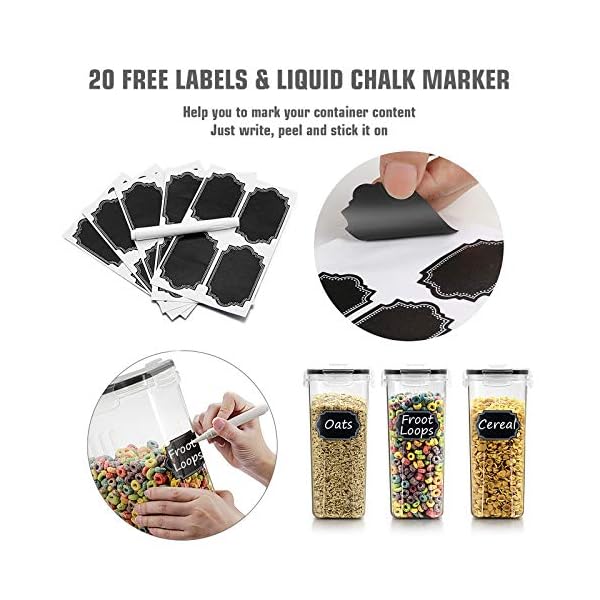 Large-Cereal-Dry-Food-Storage-Containers-Wildone-5-Pieces-Airtight-Cereal-Storage-Containers-for-Sugar-Flour-Snack-Baking-Supplies-Leak-proof-with-Black-Locking-Lids-4L-1353oz Large Cereal & Dry Food Storage Containers - Wildone 5 Pieces Airtight Cereal Storage Containers for Sugar, Flour, Snack…