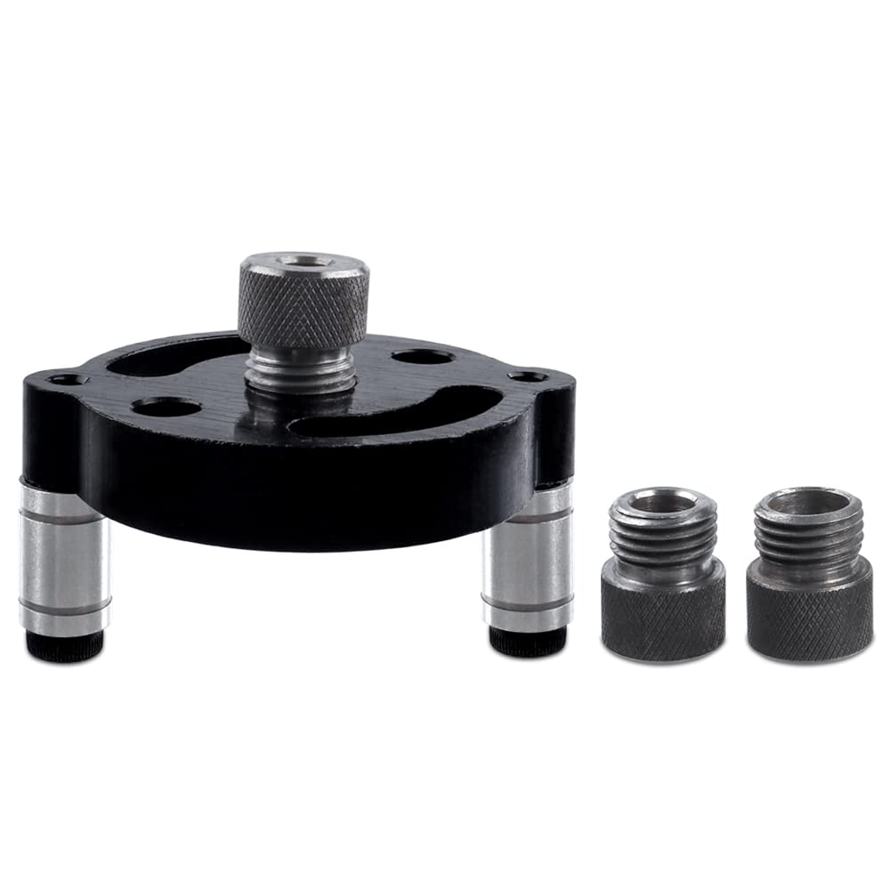 Mesee Dowel Drill Guide, Vertical Pocket Hole Jig Kit 3-Hole Self Centering Drill Guide with 6mm 8mm 10mm Drill Bushings Woodworking Straight Hole Puncher Dowel Jig Positioner Locator Hand Drill Tool