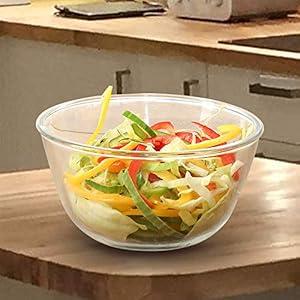 Cutting EDGE Borosilicate Serving/Mixing Round Glass Bowl 500ml for Kitchen(Set of 1)