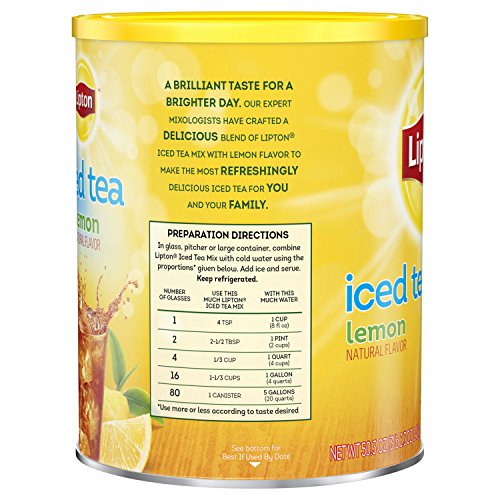 Lipton Black Iced Tea Mix, Lemon, 20 qt