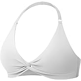 YEOREO Halter Sports Bras for Women Low Impact Removable Padded Adjustable Deep V Bra Seamless Workout Gym Crop Tops