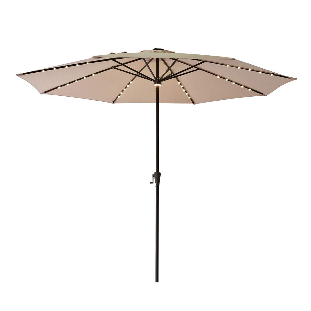 C Hopetree 11 Ft Outdoor Patio Market Umbrella With Solar Led Lights Beige Buy Online In Guam At Desertcart