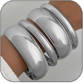 CXENSJH 3PCS Chunky Gold Bangle Bracelets for Women Trendy Stack Thick Bangle Irregular Wide Cuff Bracelets Statement Wrist Jewelry Set