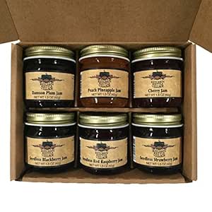 Kitchen Kettle Village Jam Sampler Gift Set (Amish Made) 6-pack Variety Sampler of Jams and Jellies, 1.5 Ounce Jars [1 of each flavor]