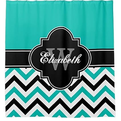 Amazon Com Teal White Black Lg Chevron 1icbr Name Monogram Shower
