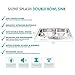 Stainless Steel Kitchen Sink Drop In 33” x 22” x 8” Top Mount Deep Sinks 18 Gauge 50/50 Double Bowl Dual Basin 33 Inch 22 Inches Self Rimming Dropin Over Mount T-304 18G Four Hole Design Great for RV