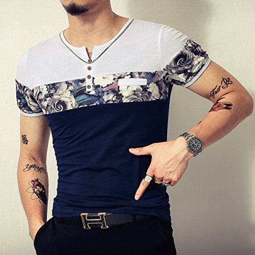 4 LOGEEYAR+Fashion+Printing+T+Shirts+527+Navy