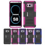 Galaxy S8 Case, HLCT Rugged Shock Proof Dual-Layer PC and Soft Silicone Case With Built-In Kickstand for Samsung Galaxy S8 (2017) (Rose Pink)