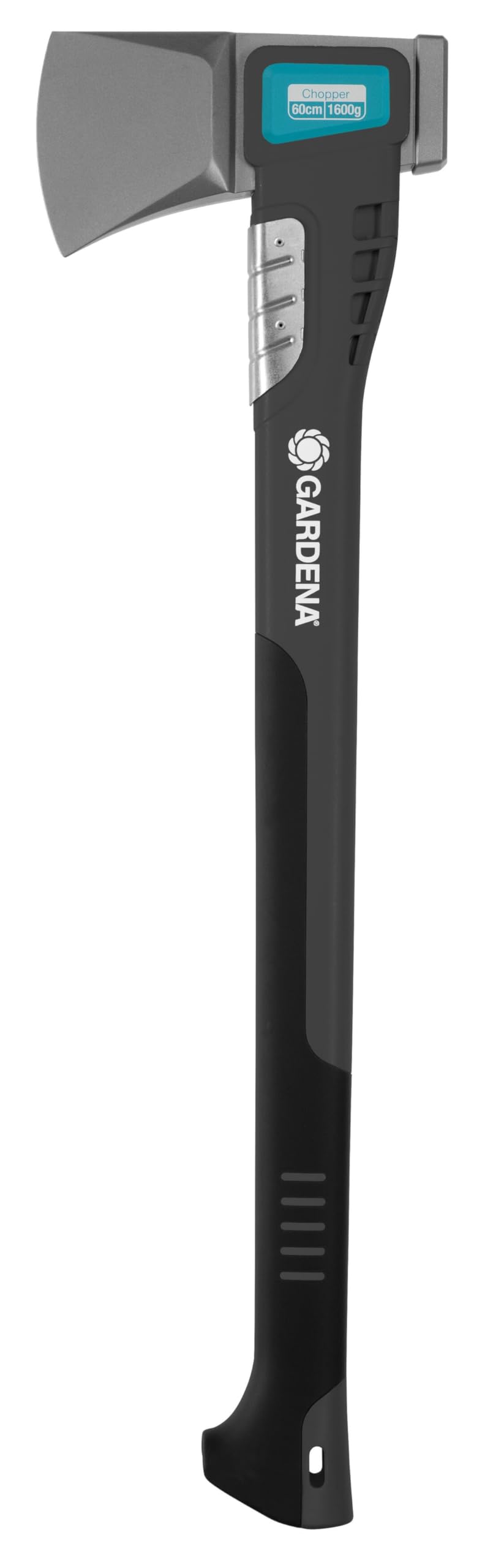 GARDENA Axe 1600 S: Versatile Axe For Various Woodwork, Non-Stick Coating, Stainless Steel impact protection, Hammer function, 60 cm (8718-48)