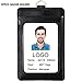 Acctrend Badge Holder, Leather ID Badge with Lanyard-3 Cards Slot-Black (1PACK)