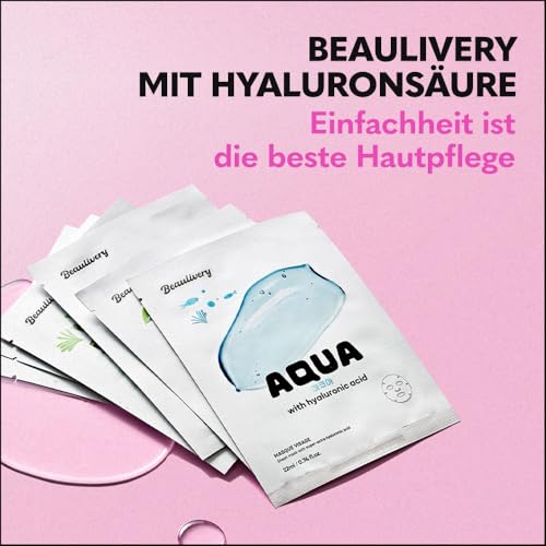 [12 Stück] BEAULIVERY Koreanische Gesichtsmaske mit Hyaluronsäure Tuchmaske, Korea Tuchmasken set 3