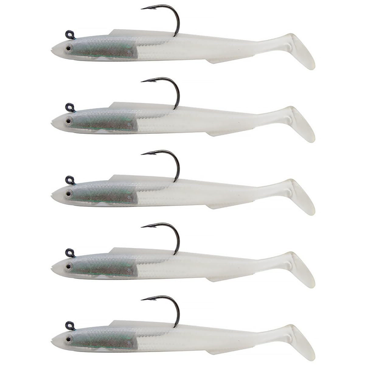 Soft Fishing Lure, 5PCS Fishing Swimbait Lures, Soft Plastic Fishing Lures, Jig Head Soft Fishing Lures Kits, Paddle Tail Swimbaits For Bass Trout Redfish Saltwater Freshwater (White)