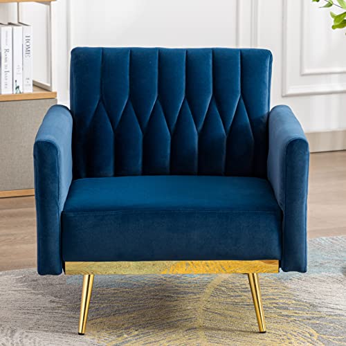 Paddie Modern Velvet Single Sofa Chair with Ottoman, Accent Living Room