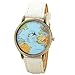 Inkach Women Global Travel by Plane World Map Dress Watch Denim Fabric Leather Band Wrist Watches (White)