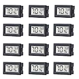 TAIWEI 12 Pack Mini Small Digital Electronic Temperature Humidity Meters Gauge Indoor Thermometer Hygrometer LCD Display Fahrenheit (℉) for Humidors, Greenhouse, Garden, Cellar