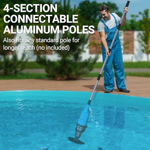 Cordless Handheld Pool Vacuum for Above Ground Pool, 18GPM Powerful Suction/87” Extension Pole/60Mins Runtime, Spot Fast Cleaning Pool Vacuum Cleaner for Spas Inground Above Ground Pool Vacuums (Blue)