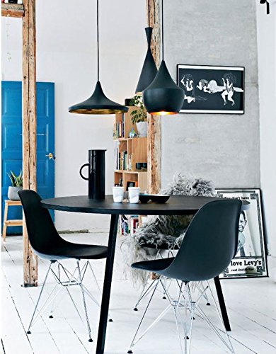 2xhome Set of Four (4) Black Plastic Side Chair Black Seat