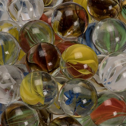 Marbles for Chinese Checkers, Set of 60, Translucent with 6 Colors of Interior Petals, 10 Marbles for Each Color