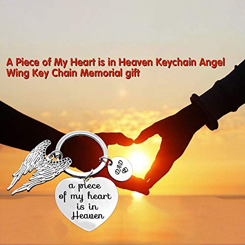 Memorial Jewelry Gift A Piece of My Heart is in Heaven Keychain Angel Wing Dad Memorial Keychain Keyring Gift Sympathy Jewelry