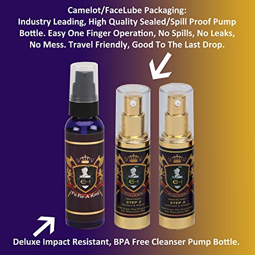 Camelot by FaceLube Men's Anti-Aging Skincare Kit Reduce Fine Lines and Wrinkles Complete 3 Step Set with Anti-Aging Cleanser and Wrinkle Cream for Men - Thumbnail 5