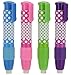 Emraw Dot.Ted Two Color Retractable Soft Stick Vinyl Eraser - Nonabrasive - Refillable & Retractable – Colors Included: Green, Blue, Pink & Purple (4-Pack)