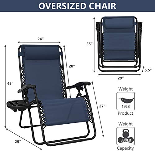 Patio Watcher Oversized Zero Gravity Chair Folding Recliner Chair with