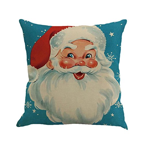 Challyhope Thanksgiving Day Festival Fall Harvest Decorative Pillow Case Sofa Waist Throw Cushion Cover Print Pillowslip (18"x18", Santa Claus F)