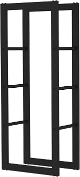 AMOS Metal Firewood Log Rack Stand 100x25x40CM Black Indoor Outdoor view 2