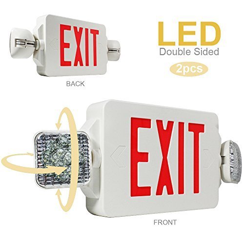 eTopLighting 2PCS LED Exit Sign Emergency Lighting Emergency LED Light (UL924, ETL listed) / Rotate LED Lamp Head / Red Letter, EL2CR-2