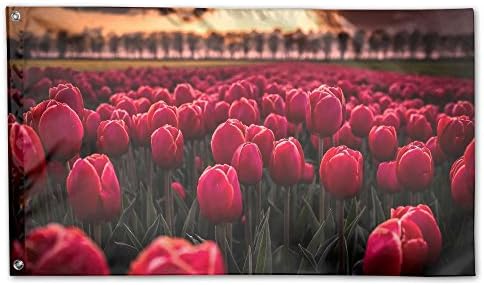 Garden Flag Tulips Red Feild 3x5ft Home Yard Flag Wall Banners Decoration