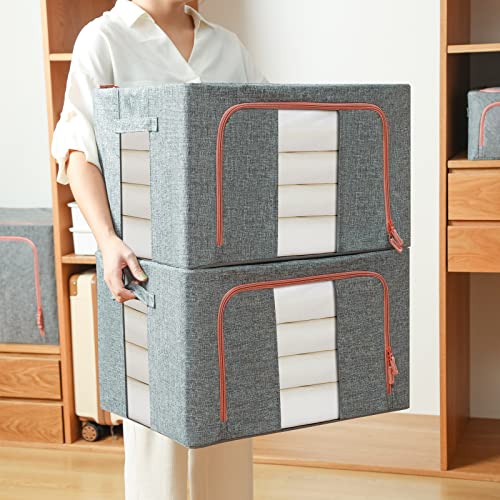 FUSACONY Stackable Clothes Storage Boxes Bags, 2Pack, Oxford Cloth