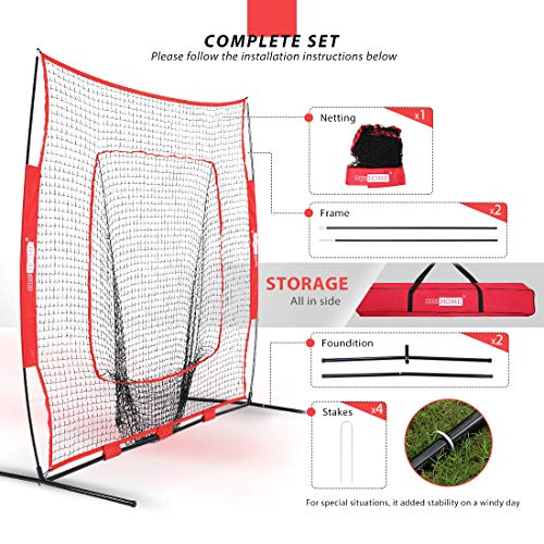VIVOHOME 7 x 7 Feet Baseball Backstop Net, Softball Practice Net for