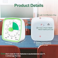 Yunbaoit Visual Timer with Night Light, 60-Minute