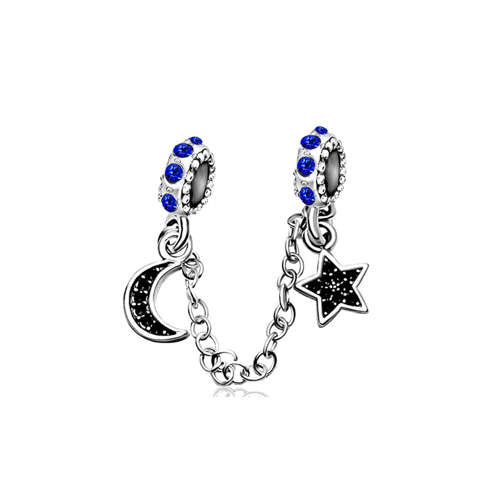 KunBead Jewelry Blue Crystal Birthstone Safety Chain Charms