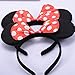 Norbis Minnie Mouse Ears Headband Children Birthday Party Supplies Girls Mom Baby Hair Accessories Party Decoration Gift Baby Shower Valentine's Day Halloween Christmas Set of 2