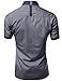 Color Contrast Collar Striped Short Sleeve Shirts Navy Size L